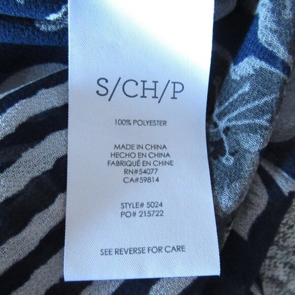 Cabi Yacht Top S Small Navy Blue Floral Stripe Sheer Popover 5024 - Picture 6 of 6
